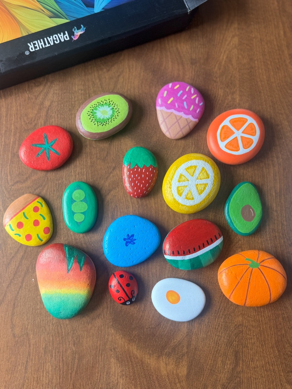 Hand-Painted Fruit & Food Rock Set for Kids - Outdoor Mud Kitchen & Garden